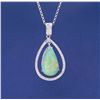 14KT White Gold 14.86ct Opal and Diamond Pendant with Chain