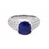 18K White Gold 2.92ct GIA Cert Blue Sapphire and Diamond Ring