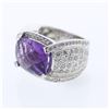 14KT White Gold 9.30ct Amethyst and Diamond Ring