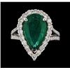14KT White Gold 4.05ct Emerald and Diamond Ring