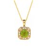 Image 1 : 14KT Yellow Gold 1.63ct Peridot and Diamond Pendant with Chain