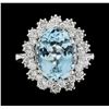 14KT White Gold 6.86ct Aquamarine and Diamond Ring
