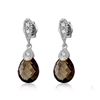 14KT White Gold 4.76ctw Smokey Topaz and Diamond Earrings