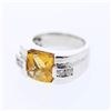 14KT White Gold 3.47ct Citrine and Diamond Ring