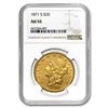 1871-S $20 Liberty Head Double Eagle Gold Coin NGC AU55