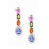 14KT White Gold 5.64ctw Multi Color Sapphire and Diamond Earrings
