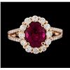 Image 1 : 14KT Rose Gold 1.73ct Pink Tourmaline and Diamond Ring