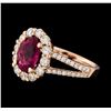 Image 2 : 14KT Rose Gold 1.73ct Pink Tourmaline and Diamond Ring