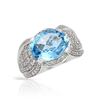 Image 1 : 14KT White Gold 5.94ct Blue Topaz and Diamond Ring