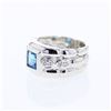 Image 1 : 14KT White Gold 2.05ct Blue Topaz and Diamond Ring