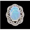 14KT White Gold 6.16ct Opal and Diamond Ring