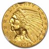 Image 1 : 1913 $2 1/2 Indian Head Quarter Eagle Gold Coin NGC MS62