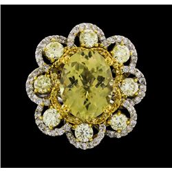 14KT Two Tone Gold 4.41ctw Yellow Sapphire and Diamond Ring