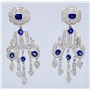 18KT White Gold Blue Sapphire and Diamond Earrings