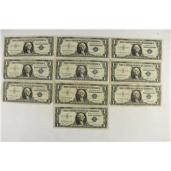10 ASSORTED 1957 $1 SILVER CERTIFICATES