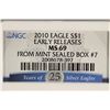 Image 3 : 2010 AMERICAN SILVER EAGLE NGC MS69 EARLY RELEASES