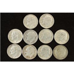 10 ASSORTED SILVER ROOSEVELT DIMES