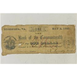 1861 BANK OF THE COMMONWEALTH RICHMOND, VIRGINIA