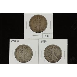 1934,35-D & 39 WALKING LIBERTY HALF DOLLARS