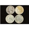 Image 1 : 1940, 1941 1963 & 64 WASHINGTON SILVER QUARTERS