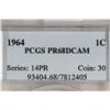Image 3 : 1964 LINCOLN CENT PCGS PR68 DCAM