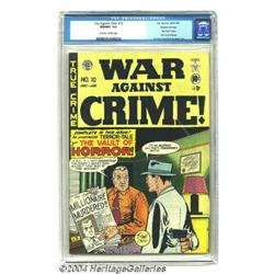 War Against Crime #10 Gaine File pedigree 1/11 (EC, 1949) CGC NM/MT 9.8 Off-white to white pages.