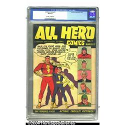 All Hero Comics #1 (Fawcett, 1943) CGC FN 6.0 Off-white to white pages.