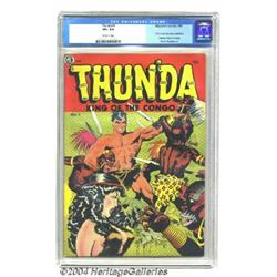 Thun'da #1 (Magazine Enterprises, 1952) CGC VF+ 8.5 Off-white pages.