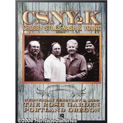 Crosby, Stills, Nash, and Young Music Memorabilia Poster "CSNY2K" (Rose Garden, 2000).