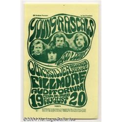 Young Rascals Music Memorabilia Handbill (Bill Graham Presents, 1966).