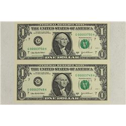 2-2003-A $1 FRN'S LOW CONSECUTIVE SERIAL 'S UNC