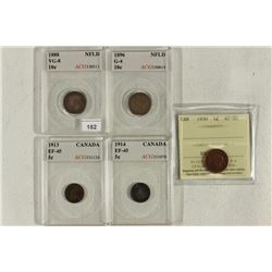 5 GRADED CANADIAN COINS SEE DESCRIPTION