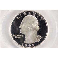1992-S WASHINGTON SILVER QUARTER PCGS PR69 DCAM