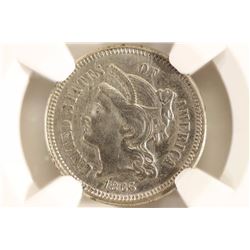 1865 THREE CENT PIECE (NICKEL) NGC UNC DETAILS