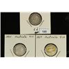Image 1 : 1924,25 & 27 AUSTRALIA SILVER 6 PENCE