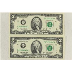 2-2003-A $2 FRN'S CRISP UNC CONSECUTIVE SERIAL #'S