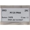 Image 3 : 1953 WASHINGTON SILVER QUARTER PCGS PR66