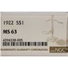 Image 3 : 1922 PEACE SILVER DOLLAR NGC MS63