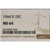 Image 3 : 1964-D WASHINGTON SILVER QUARTER NGC MS64