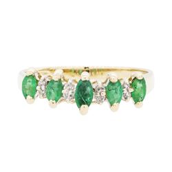 14KT Yellow Gold Lady's 0.50ctw Emerald and Diamond Ring