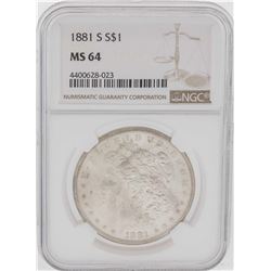 1881-S $1 Morgan Silver Dollar Coin NGC MS64