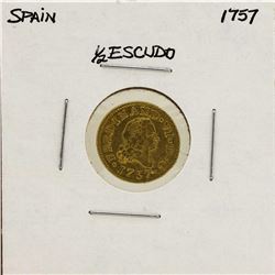 1757 Ferdinand VI Spanish 1/2 Escudos Gold Coin