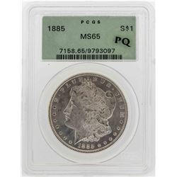1885 $1 Morgan Silver Dollar Coin PCGS MS65 PQ