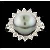 Image 1 : 14KT White Gold Pearl and Diamond Ring