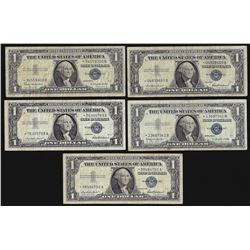 Lot of (5) 1957 $1 Silver Certificate STAR Notes