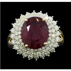 14KT Yellow Gold 7.28ct Ruby and Diamond Ring