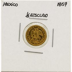 1859 Mexico 1/2 Escudo Gold Coin