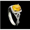 Image 4 : Platinum 2.37ct Yellow Sapphire and Diamond Ring