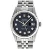 Image 8 : Mens Rolex 36mm Stainless Steel Black Diamond Datejust Wristwatch