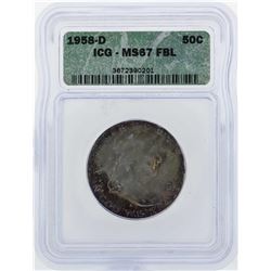 1958-D Franklin Half Dollar Coin ICG MS67 FBL